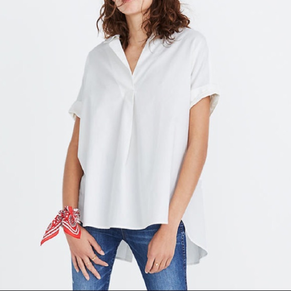 Madewell Courier Button-Back Shirt in Pure White